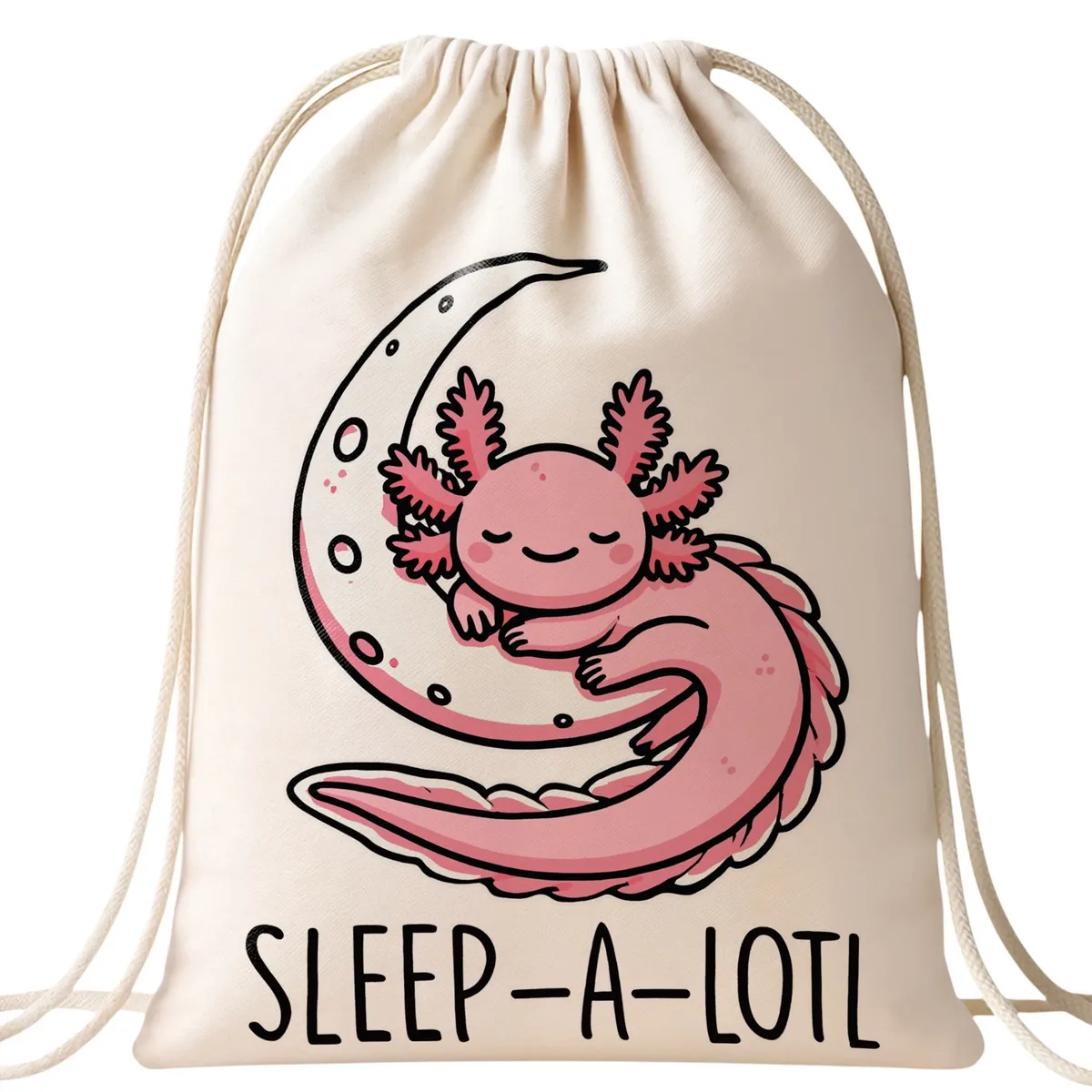 Worek na buty bawełniany ecru Aksolotl Axolotl Różowy Zwierzak Viral Trend