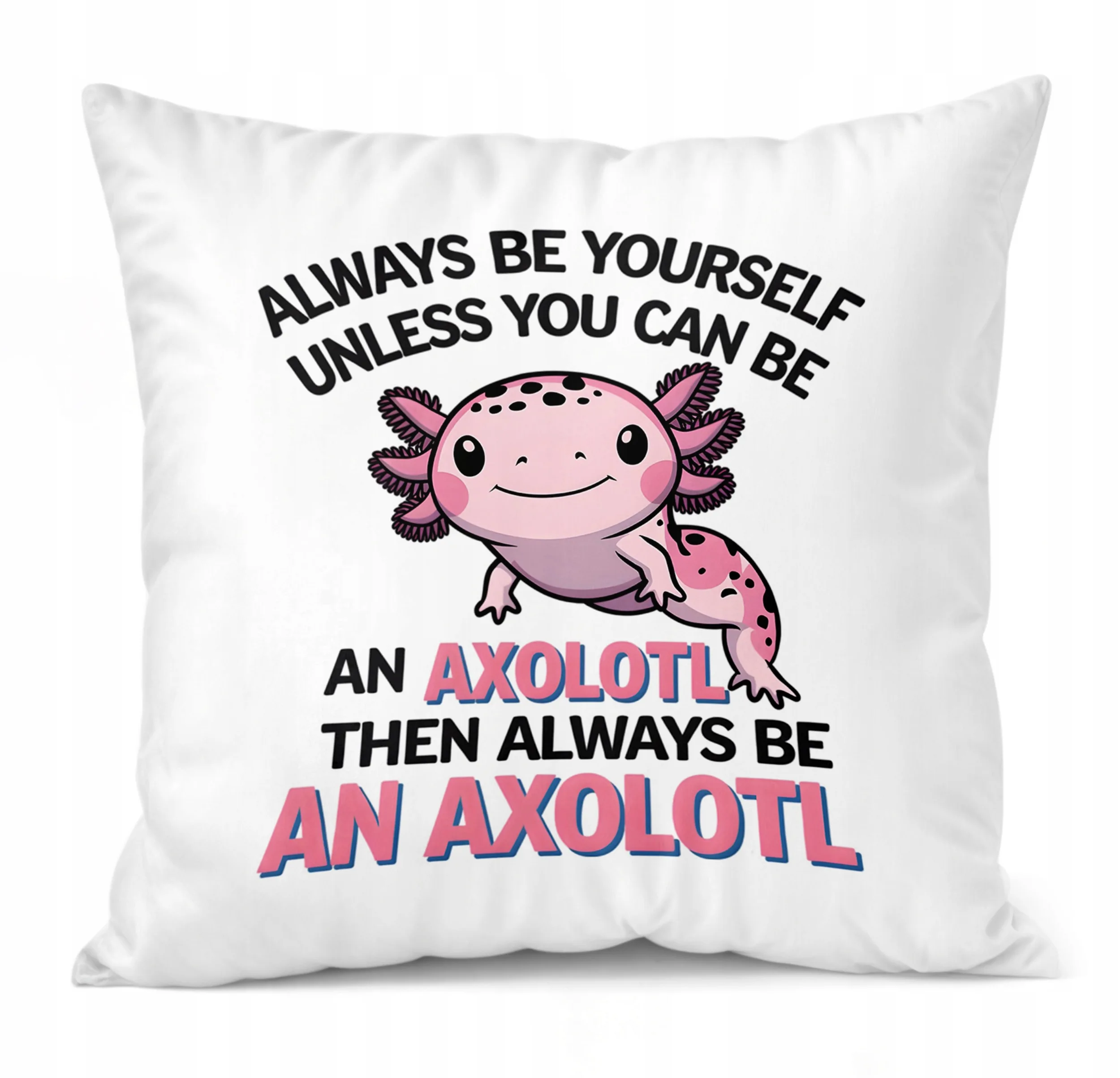 Poduszka 40×40 cm prezent HIT Aksolotl Axolotl Różowy Zwierzak Viral Trend