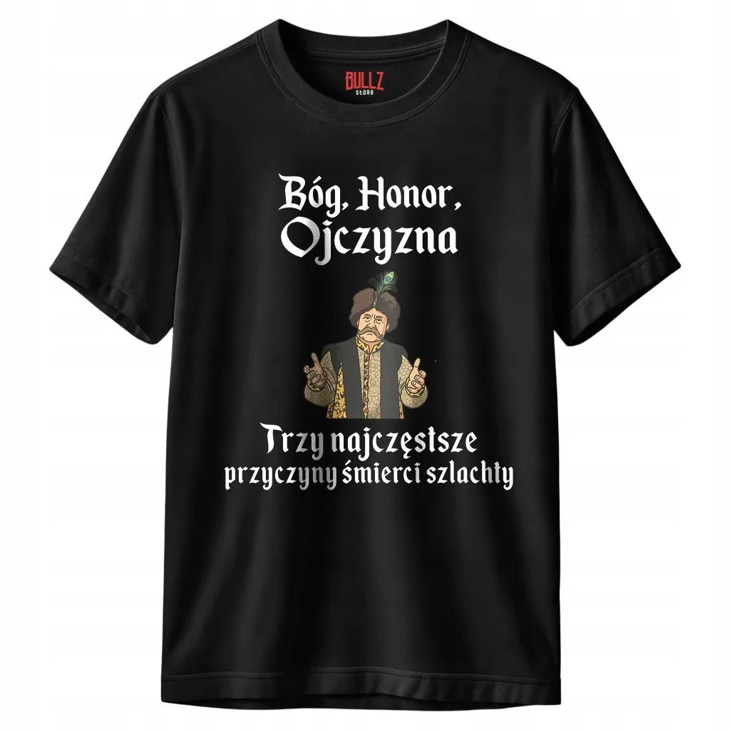 Koszulka czarna męska 1670 Bóg Honor Ojczyzna