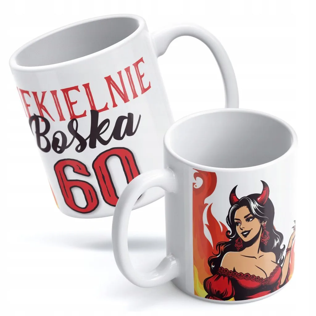 Kubek ceramiczny 330 ml Piekielnie Boska 60 Urodziny Prezent Dla Kobiety