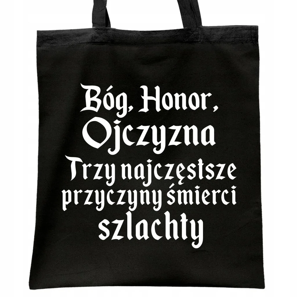 Torba bawełniana czarna na zakupy 1670 Bóg Honor Ojczyzna