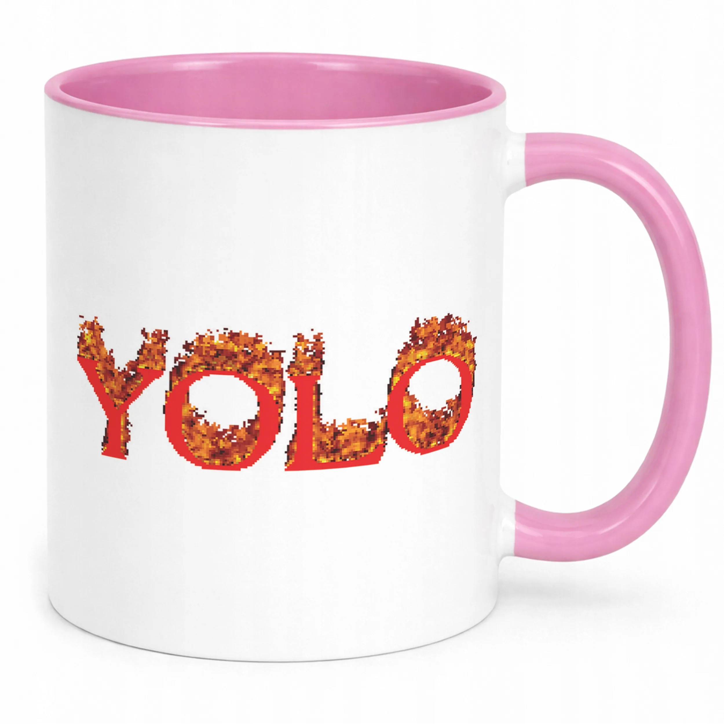 Kubek Różowy YOLO Śmieszne Memy Zabawne Prezent