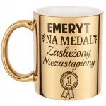 Złoty Kubek ceramiczny z okazji Emerytury Dla Emeryta Prezent Upominek