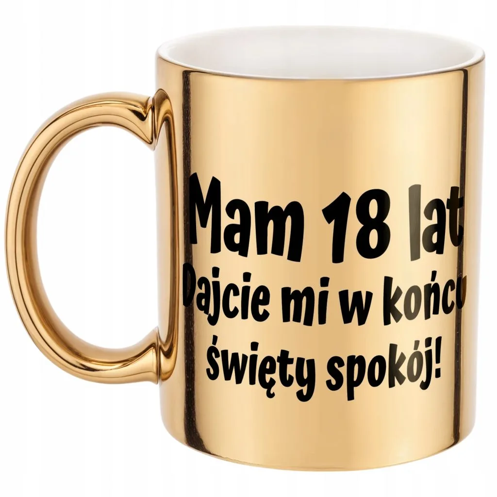 Złoty kubek Mam 18 Lat Na Urodziny Prezent Upominek