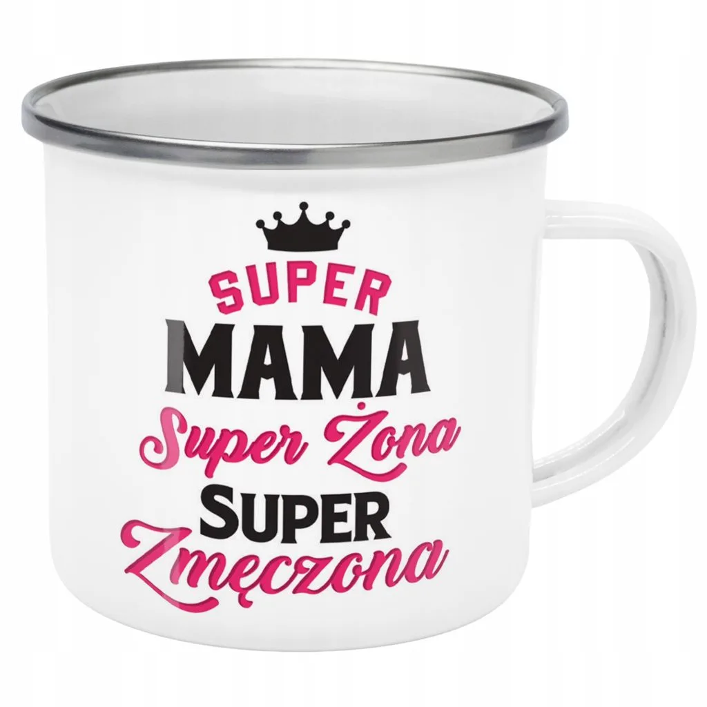 Emaliowany Kubek Garnuszek Dzień Matki Dla Mamy Prezent Super Mama