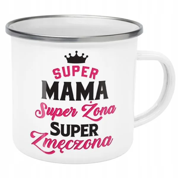 Emaliowany Kubek Garnuszek Dzień Matki Dla Mamy Prezent Super Mama
