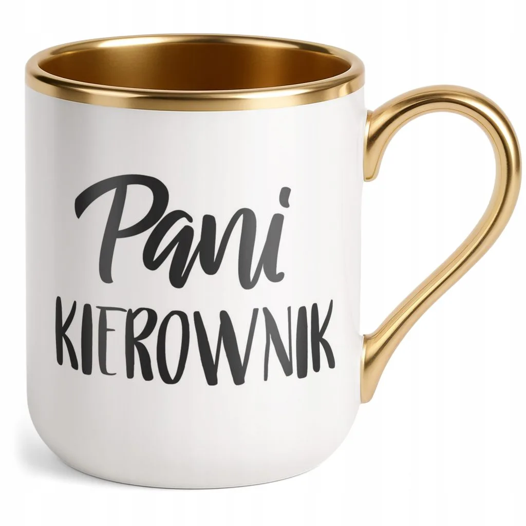 Kubek Premium Złoty Pani Kierownik Dla Kobiety Praca Prezent