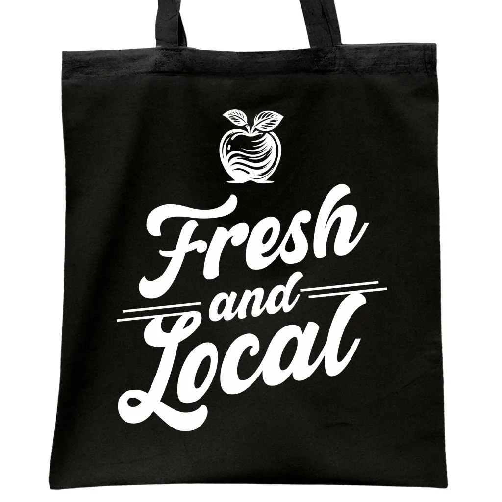Torba bawełniana czarna na zakupy Fresh And Local Lokalne Produkty