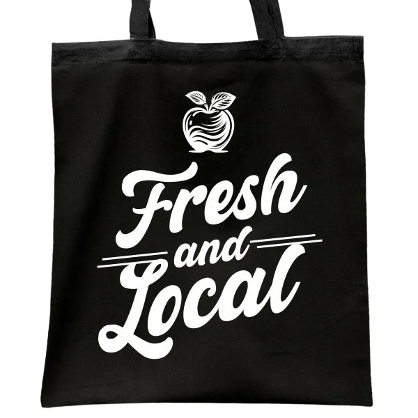 Torba bawełniana czarna na zakupy Fresh And Local Lokalne Produkty