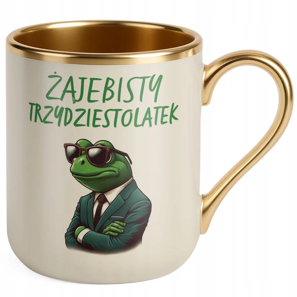 Kubek Premium Złoty Ecru Żajebisty 30 Dla Mężczyzny Urodziny Upominek