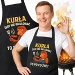 Bawełniany Czarny Fartuch Kuchenny Żeby Nie Grillować Kurła Z Nadrukiem