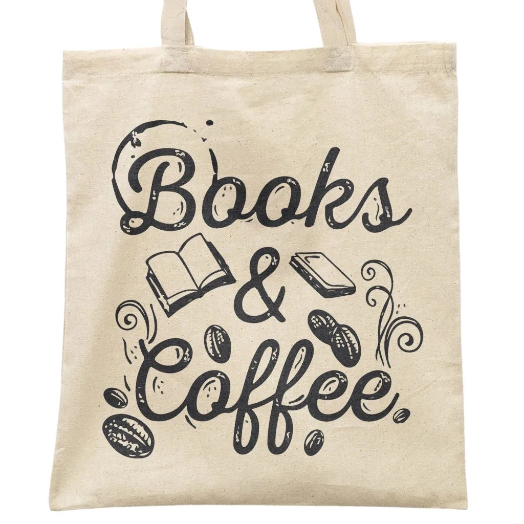 Torba bawełniana na zakupy BOOKS & COFFEE Dla Miłośników Kawy i Książek