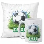 Zestaw Personalizowany Kubek + Poduszka 38×38 cm Piłka Nożna Dla Piłkarza