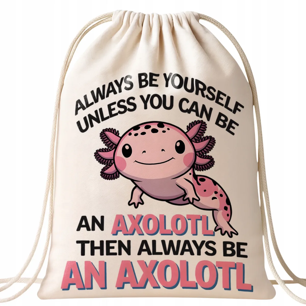 Workoplecak ecru eko bawełna Aksolotl Axolotl Różowy Zwierzak Trend Viral