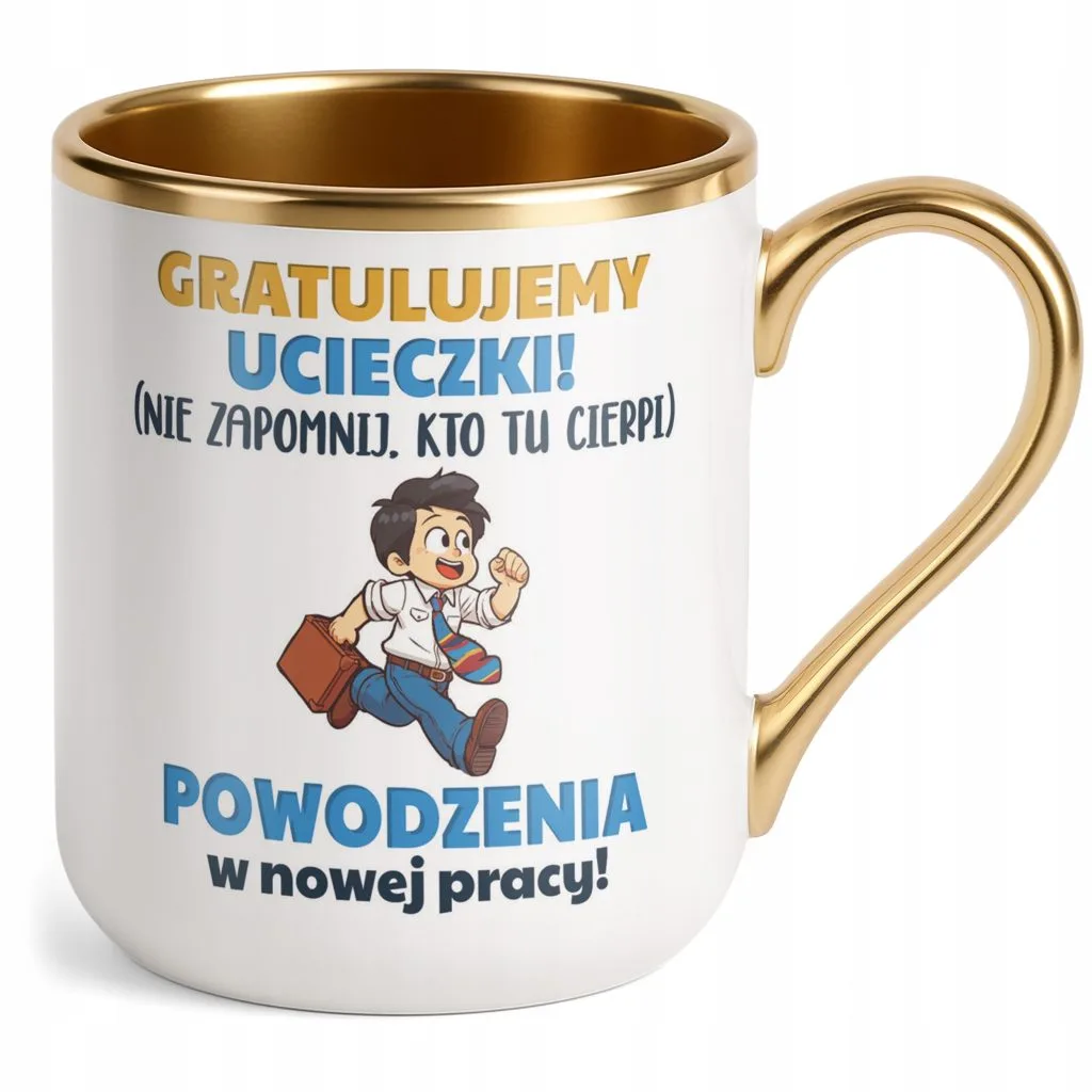 Kubek Premium Złoty Pożeganie Odejście z Pracy Dla Kolegi Prezent