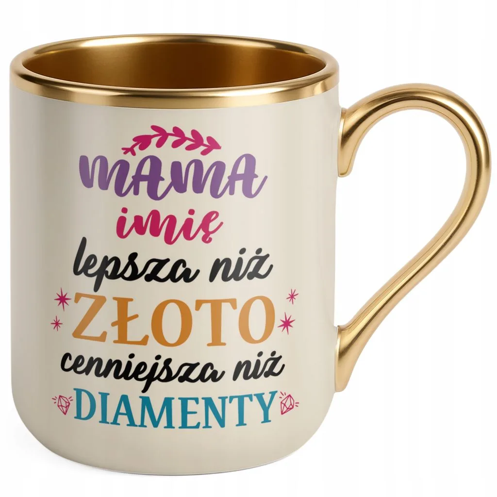 Kubek Premium Złoty Ecru Personalizowany Dzień Matki Dla Mamy