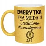 Złoty kubek brokatowy Z okazji Emerytury Dla Emerytki Prezent