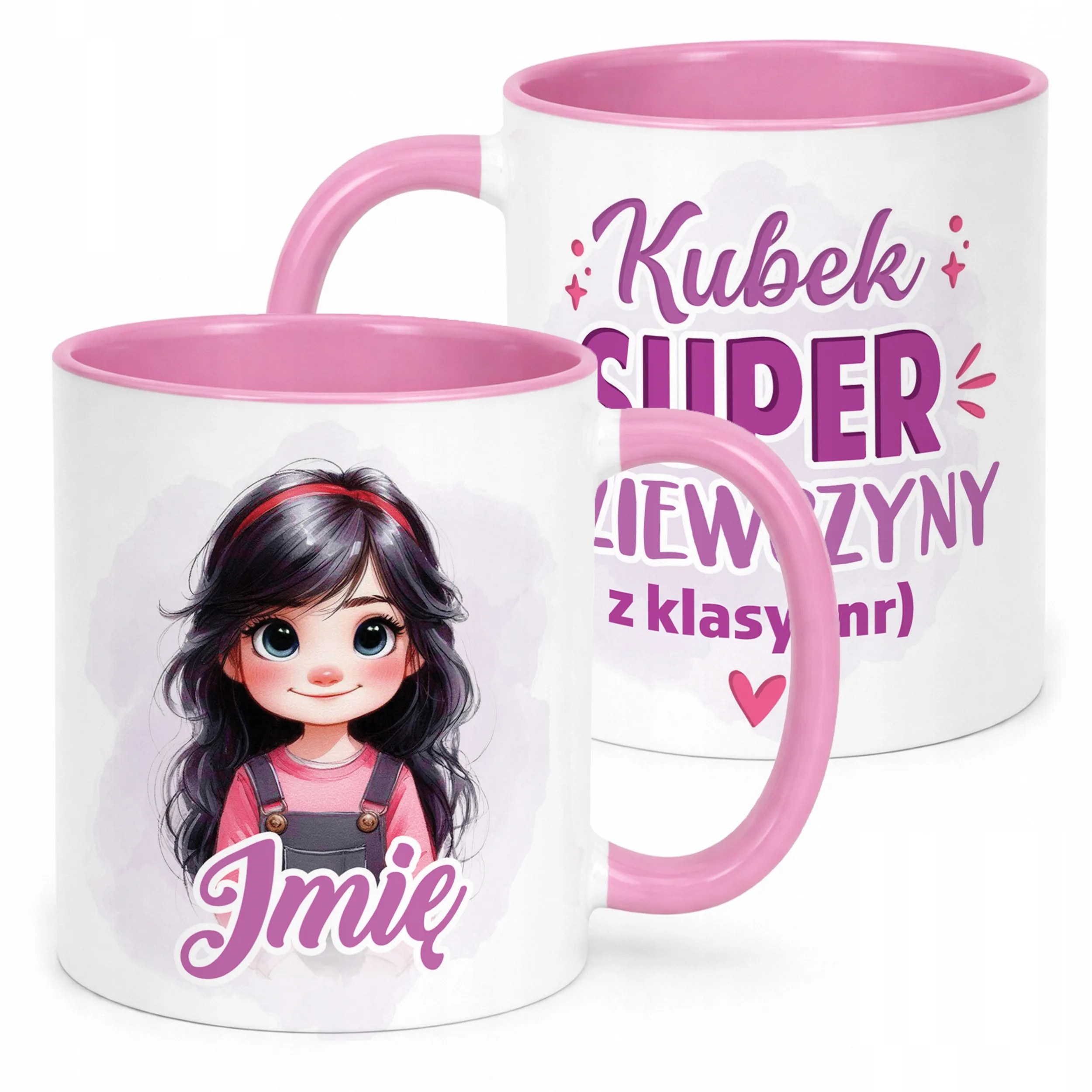 Kubek Różowy Z Imieniem Klasa Dzień Kobiet Dla Dziewczynki Prezent