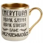 Kubek Premium Złoty Ecru Z okazji Emerytury Dla Emeryta Emerytki Prezent