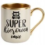 Kubek Premium Złoty Ecru Personalizowany Super Kierowca