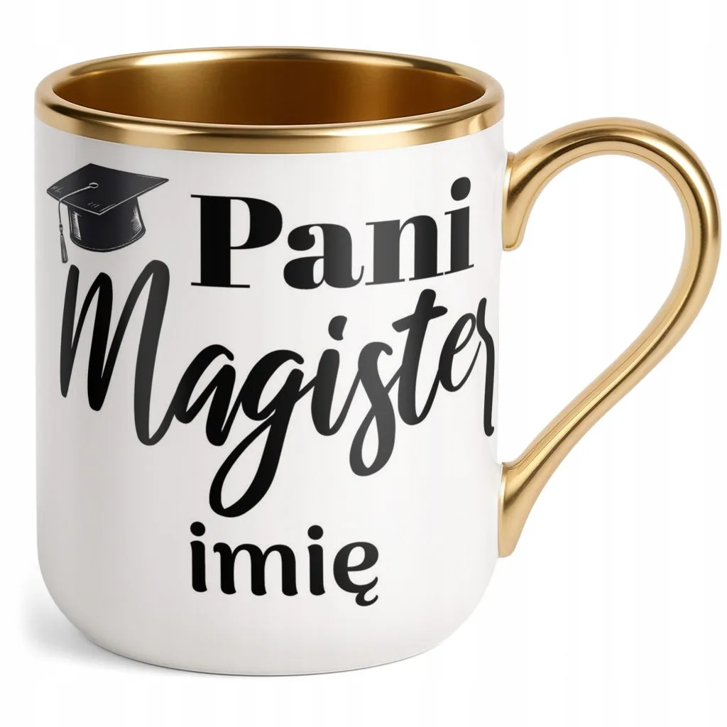 Kubek Premium Złoty Personalizowany Pani Magister Prezent Upominek