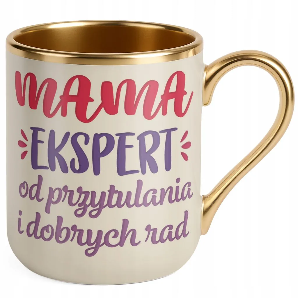 Kubek Premium Złoty Ecru Dzień Matki Prezent Upominek Mama Ekspert
