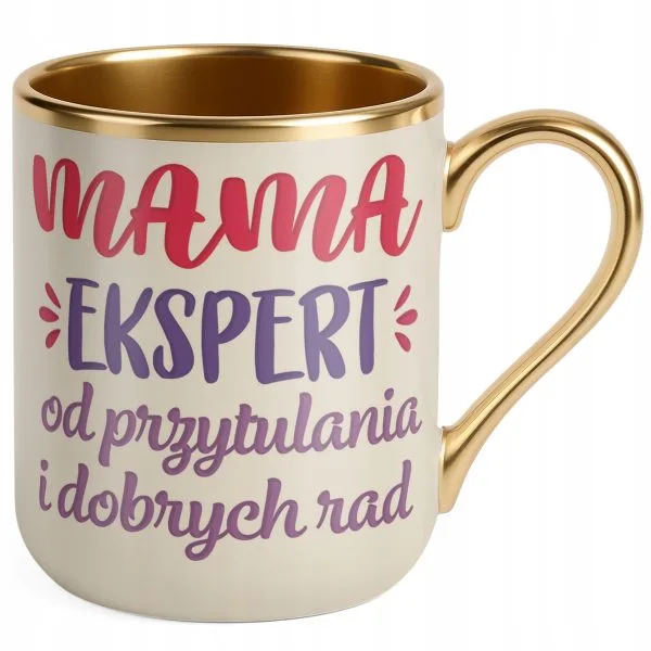 Kubek Premium Złoty Ecru Dzień Matki Prezent Upominek Mama Ekspert