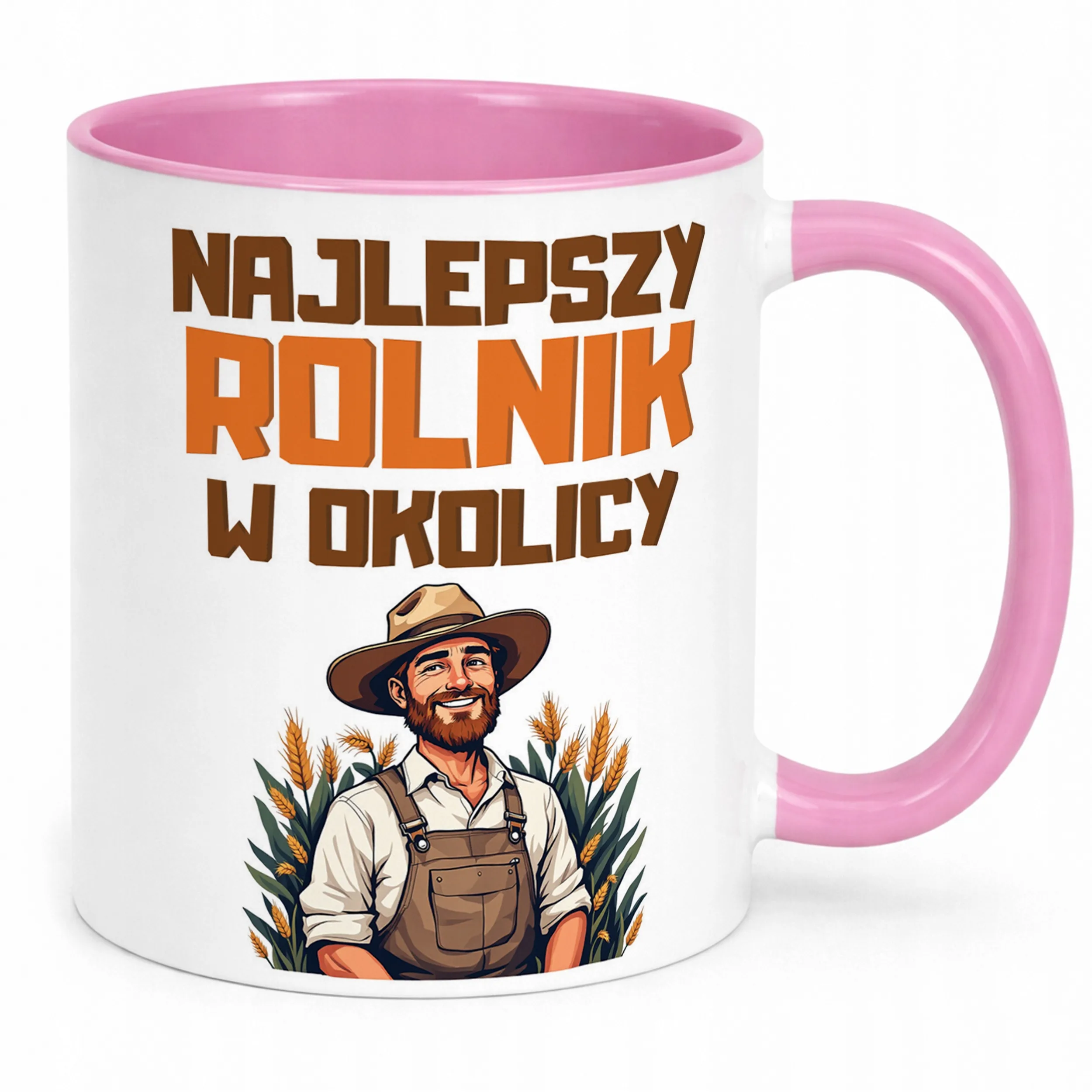 Kubek Różowy Rolnik Dla Rolnika Traktor Zabawny Prezent Upominek