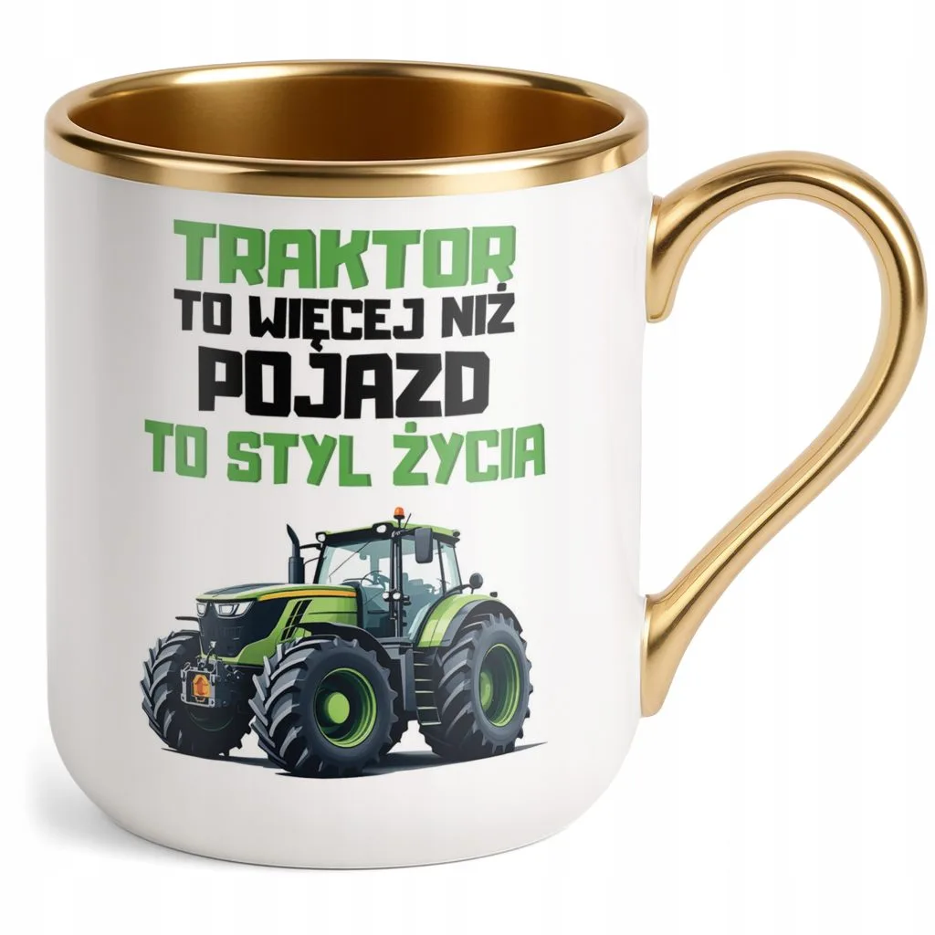 Kubek Premium Złoty Rolnik Dla Rolnika Traktor Zabawny Prezent