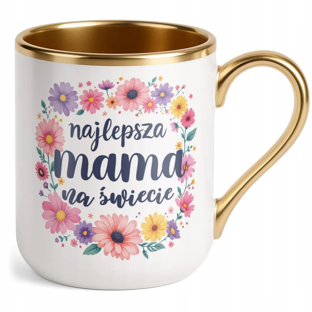 Kubek Premium Złoty Dzień Matki Dla Mamy Prezent Najlepsza Mama na Świecie