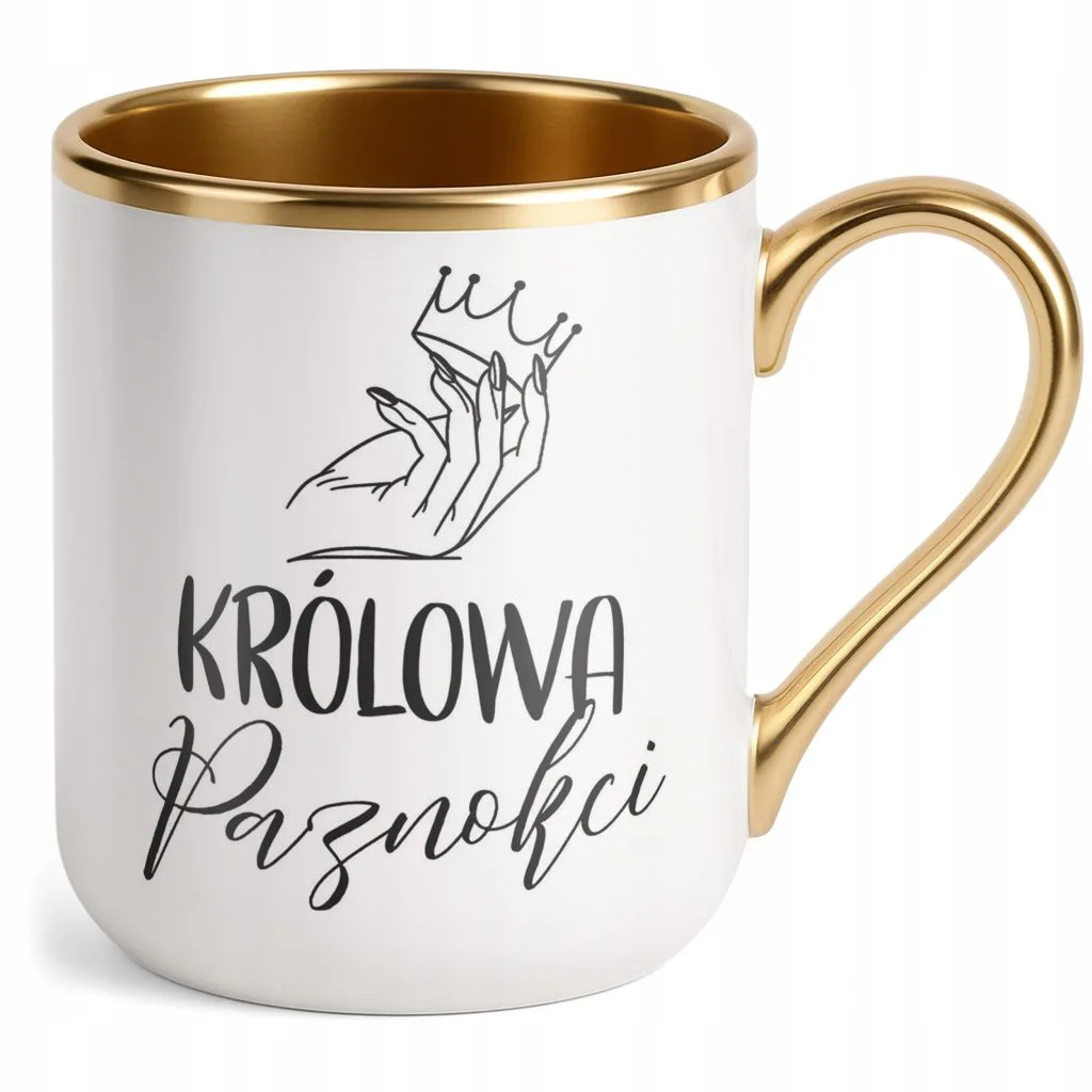 Kubek Premium Złoty Królowa Paznokci Dla Stylistki Paznokci Prezent