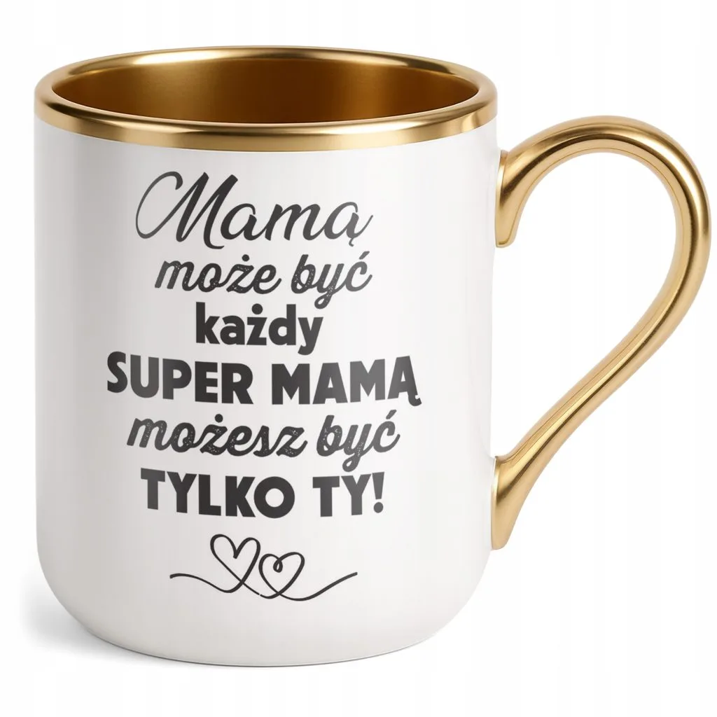 Kubek Premium Złoty Dzień Matki Dla Mamy Prezent Super Mama