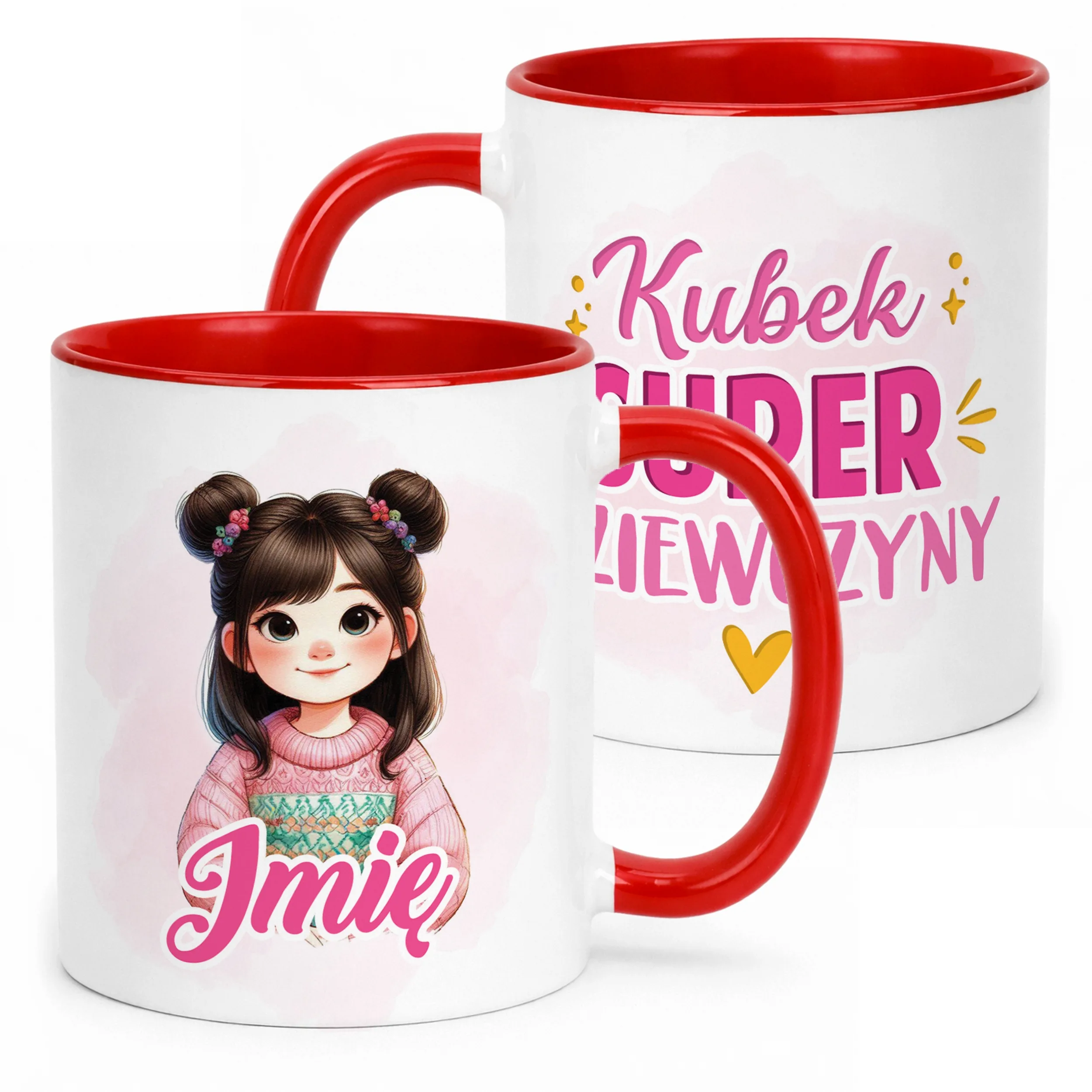 Kubek Czerwony Personalizowany Dzień Kobiet Dla Dziewczynki Prezent