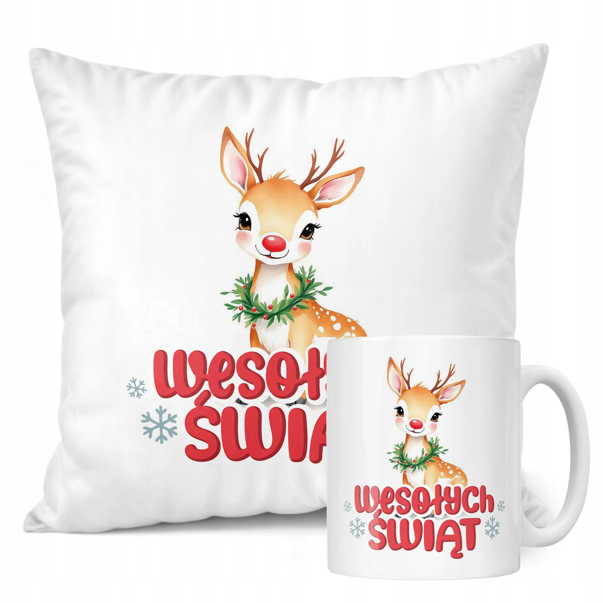 Zestaw Świąteczny Kubek + Poduszka Boże Narodzenie Mikołajki Prezent