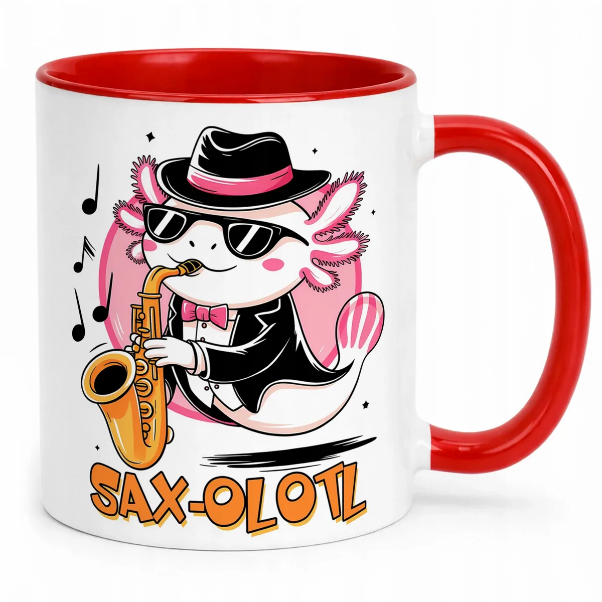 Czerwony kubek dla dzieci z grafiką Aksolotl Axolotl Mine craft