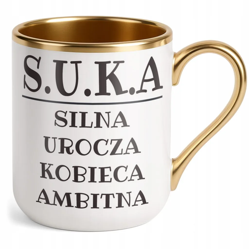 Kubek Premium Złoty S.U.K.A Dla Kobiety Śmieszny Zabawny Prezent