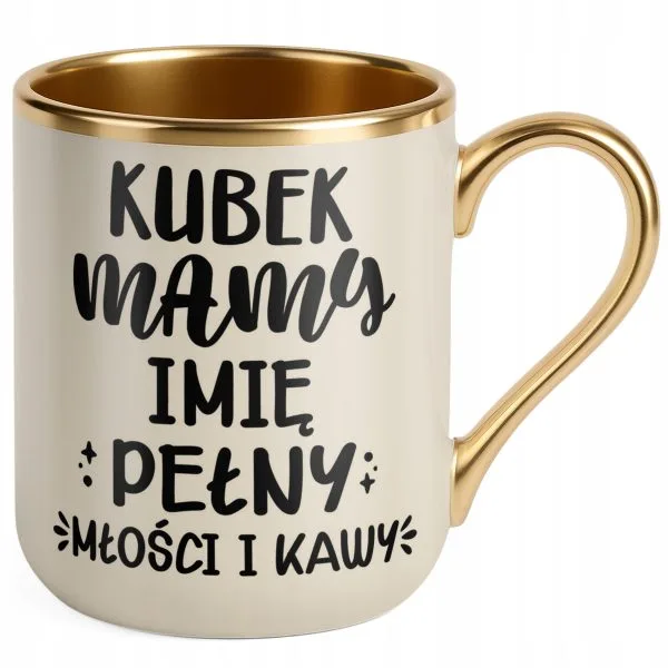 Kubek Premium Złoty Ecru Personalizowany Dzień Matki Dla Mamy