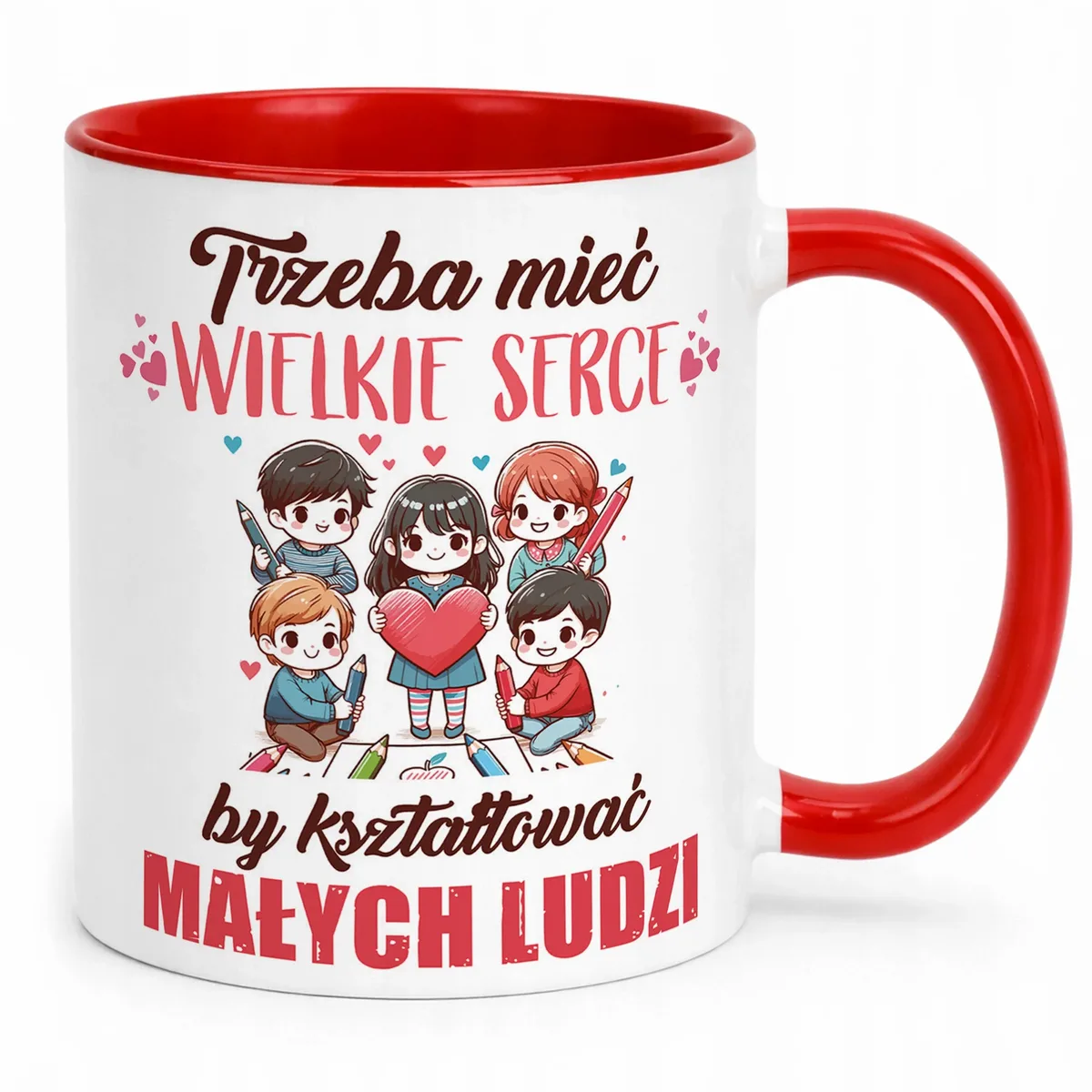 Kubek Czerwony Dla Przedszkolanki Nauczycielki Dzień Nauczyciela Prezent