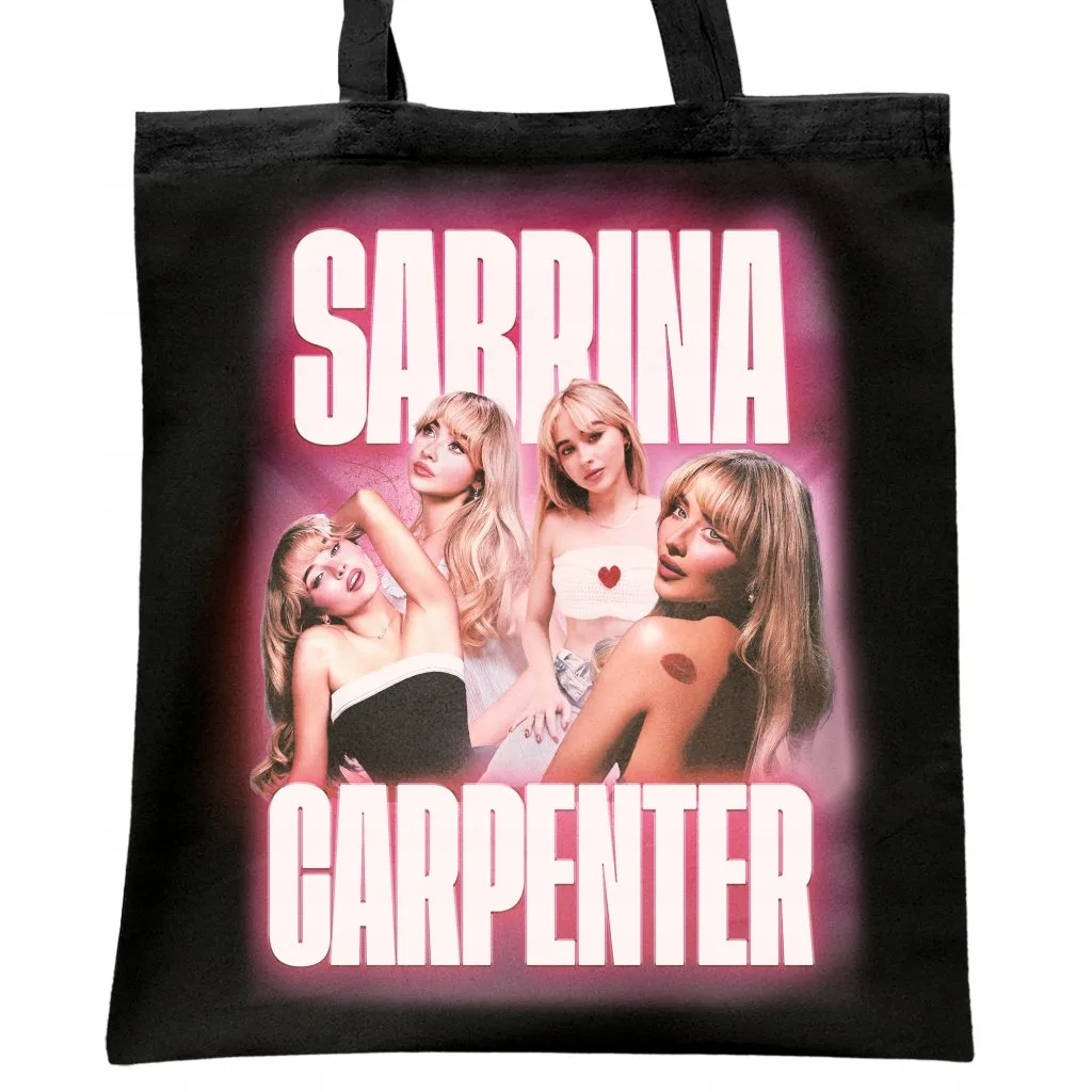 Torba bawełniana czarna na zakupy Sabrina Carpenter Dla Fanów