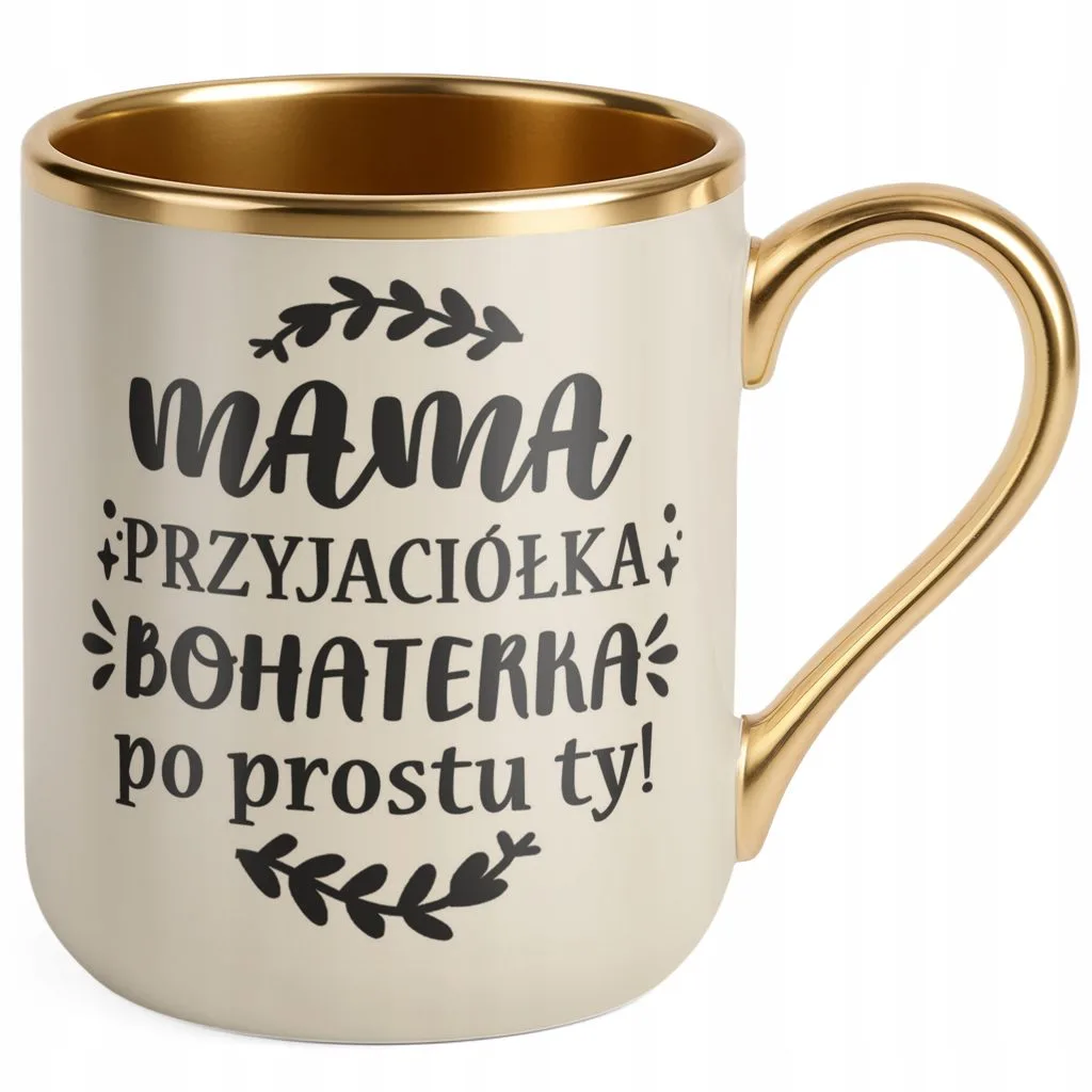 Kubek Premium Złoty Ecru Dzień Matki Dla Mamy Prezent Mama Przyjaciółka