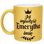 Złoty kubek brokatowy personalizowany Emerytura Dla Emerytki Prezent
