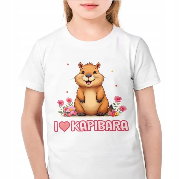 Koszulka biała dziecięca Kapibara Capybara Zwierzak