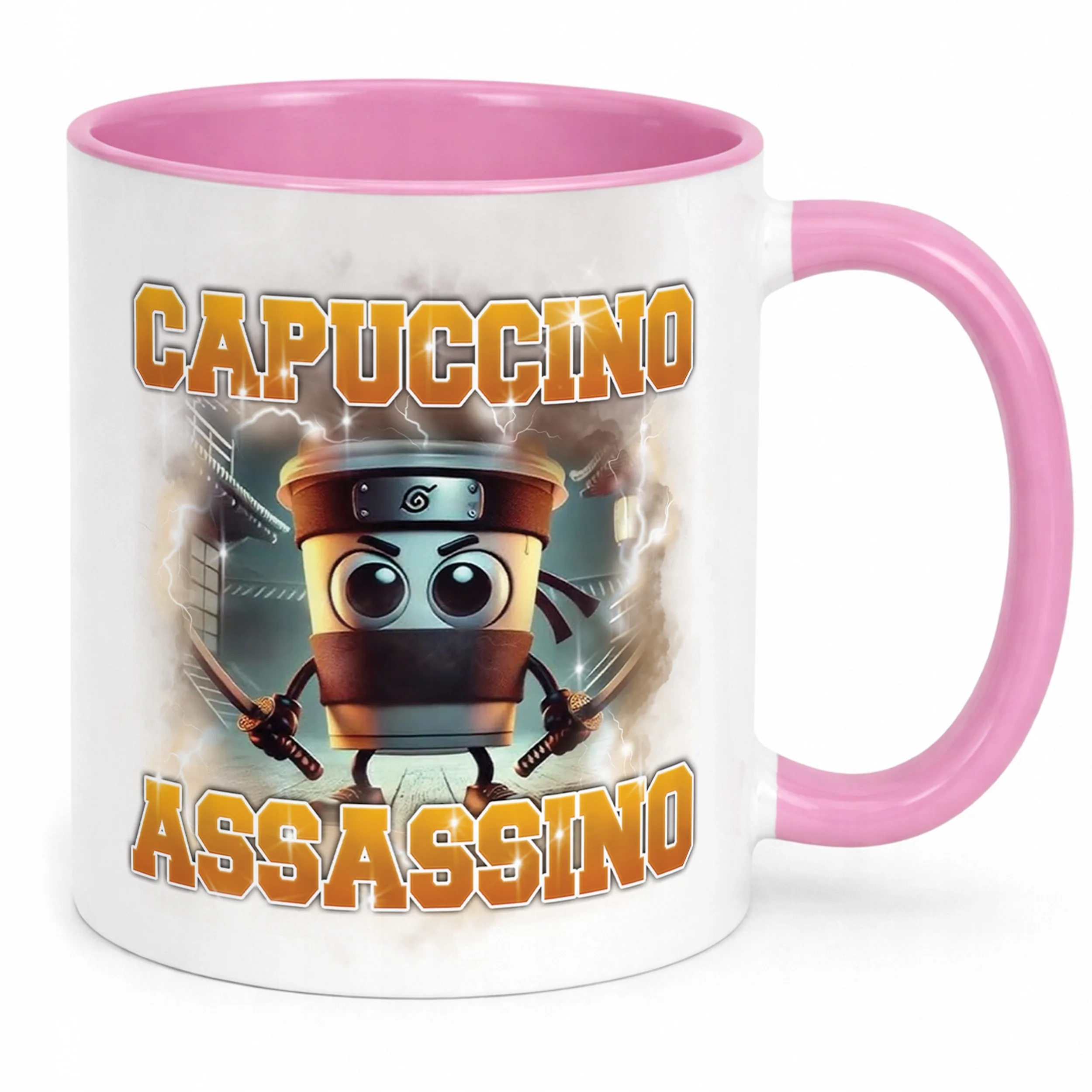 Kubek Różowy BRAINROT Capuccino Assassino Memy Zabawny TikTok Viral