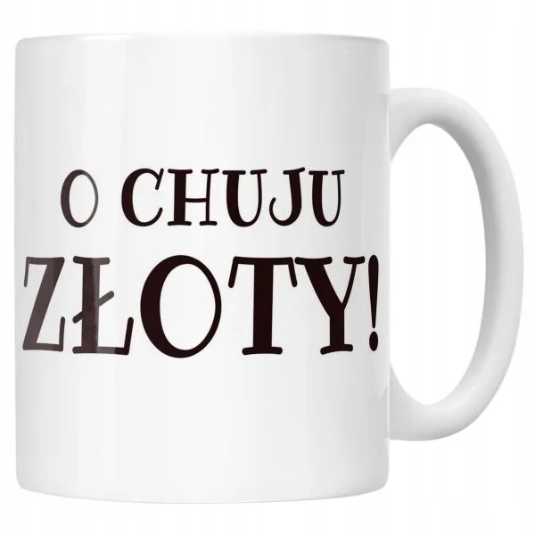 Kubek ceramiczny O Ch*ju Złoty Śmieszny Zabawny Prezent