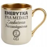 Kubek Premium Złoty Ecru Z okazji Emerytury Dla Emerytki Prezent