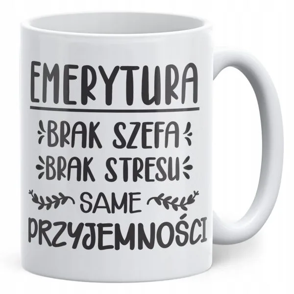 Kubek ceramiczny z okazji Emerytury Dla Emeryta Emerytki Prezent Upominek