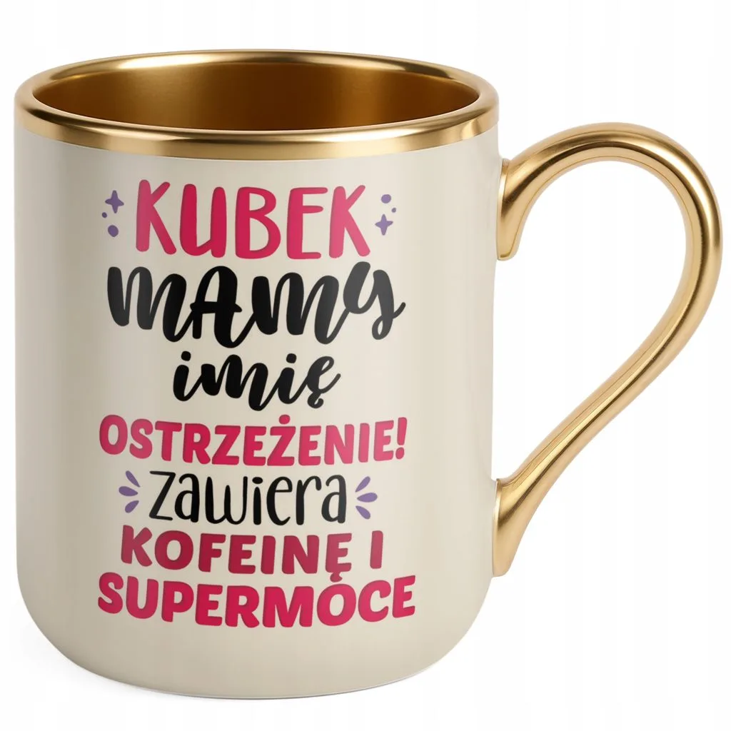 Kubek Premium Złoty Ecru Personalizowany Dzień Matki Dla Mamy