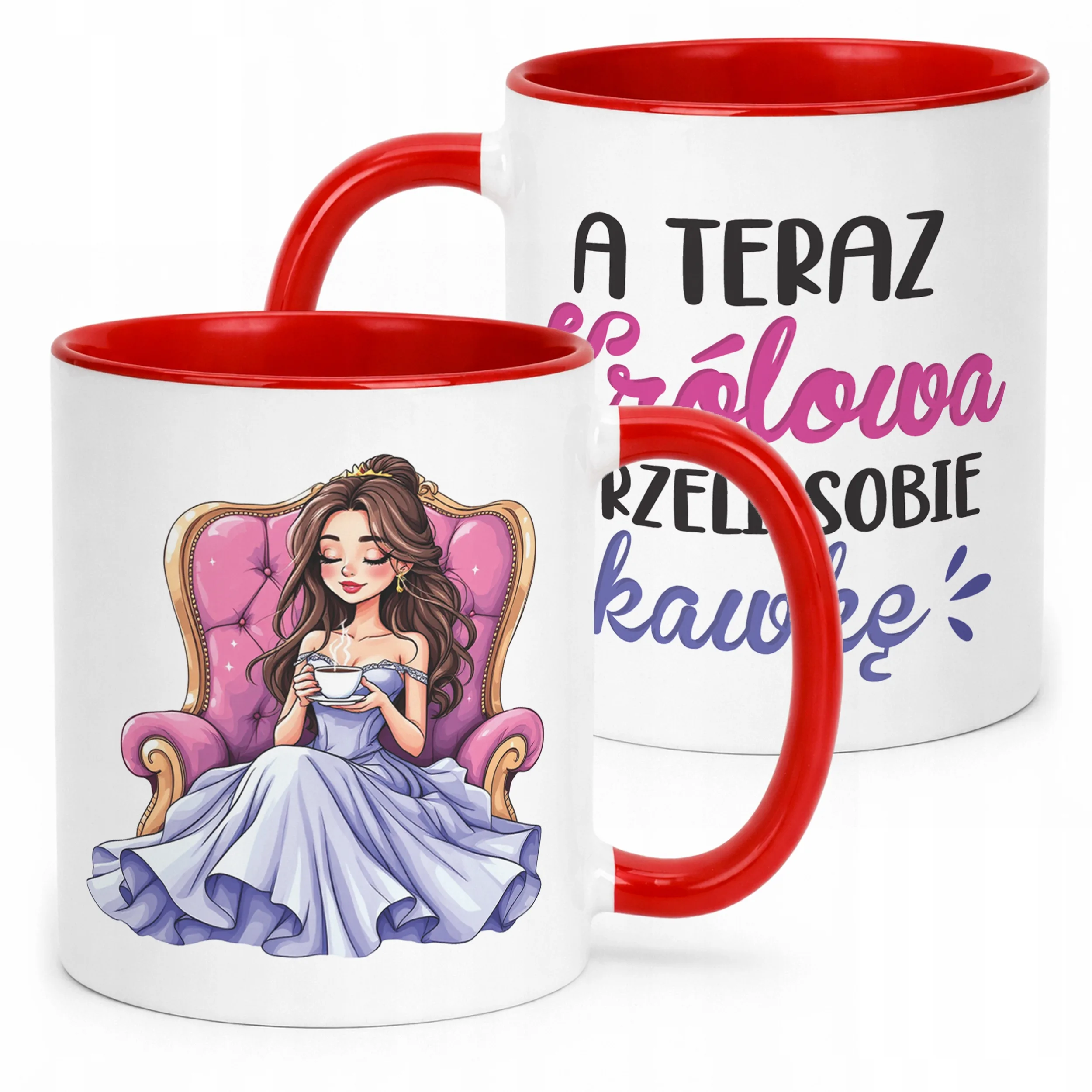 Kubek Czerwony Królowa Kawa Dla Kobiety Dzień Kobiet Prezent