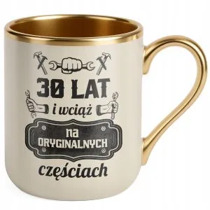 Kubki premium ecru ze złotym rantem