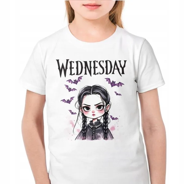Koszulka biała dziecięca Nevermore Wednesday Dla Fanów Serialu